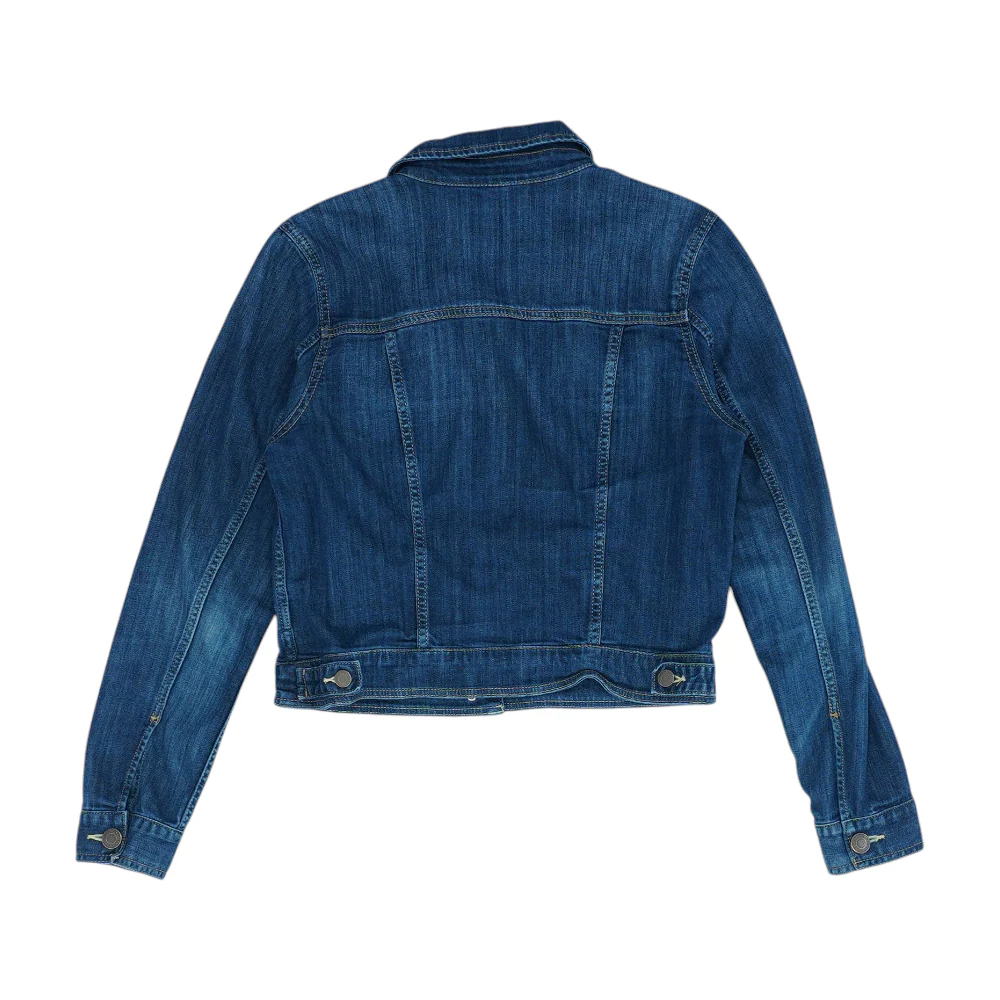 Blue Solid Denim Jacket - Image 2