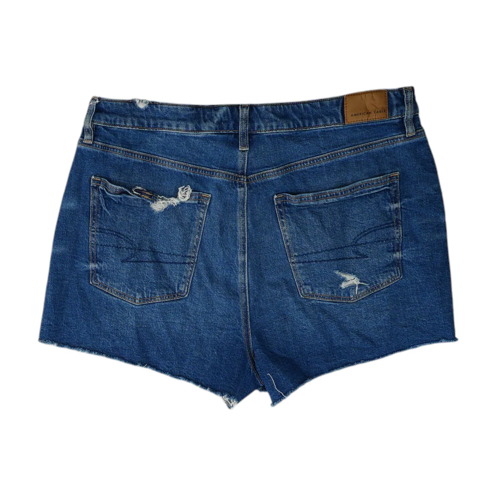 Blue Solid Denim Shorts - Image 2