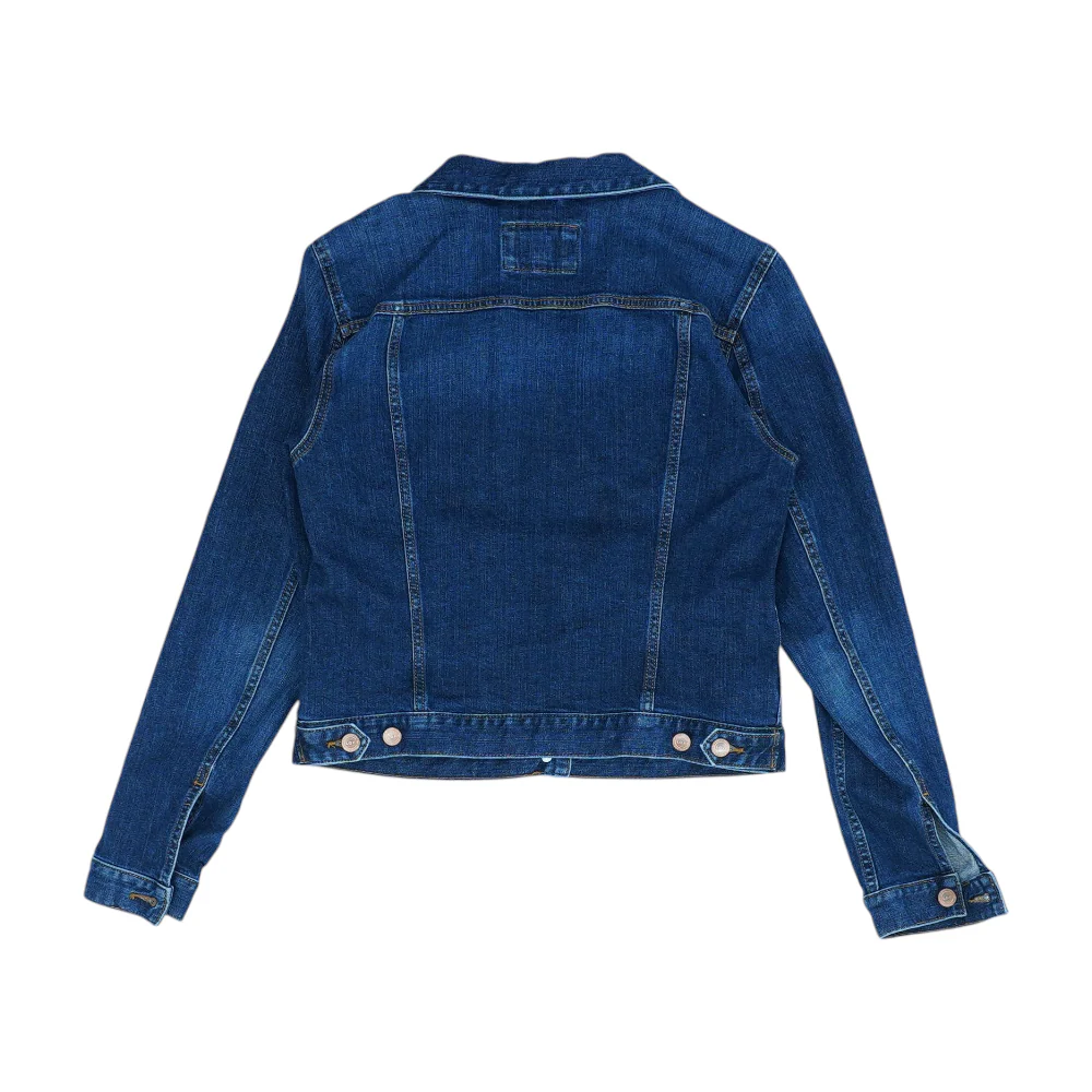 Blue Solid Denim Jacket - Image 2