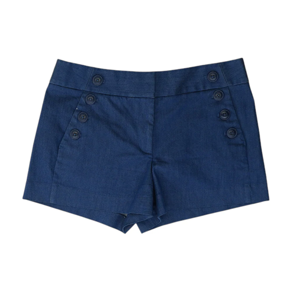 Blue Solid Denim Shorts