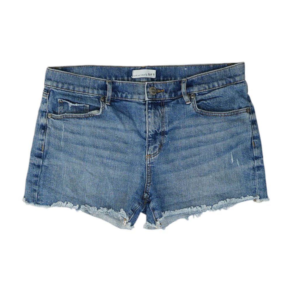 Blue Solid Denim Shorts
