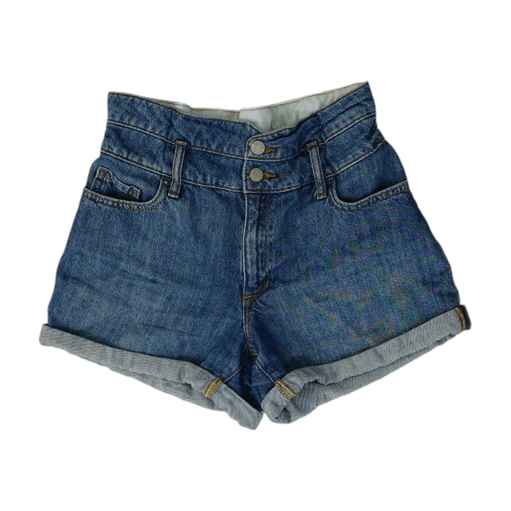 Blue Solid Denim Shorts