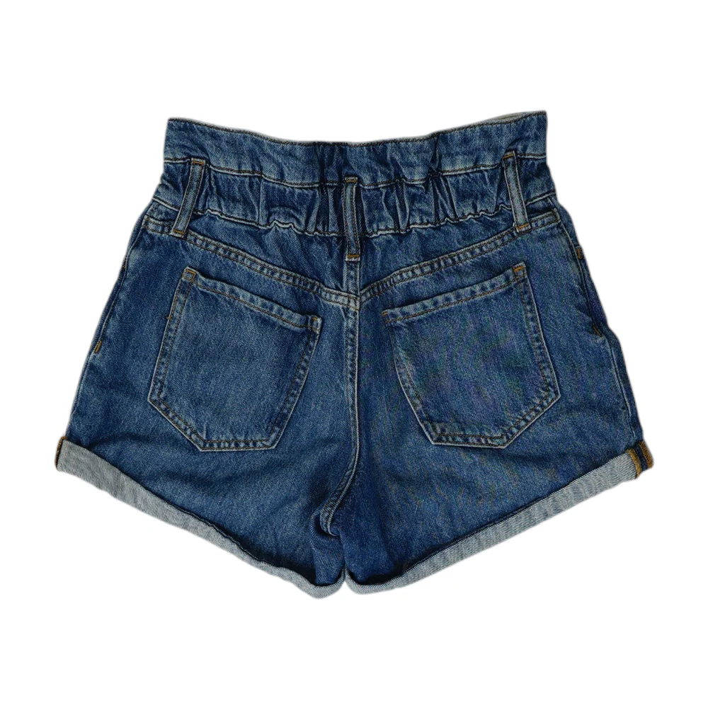 Blue Solid Denim Shorts - Image 2