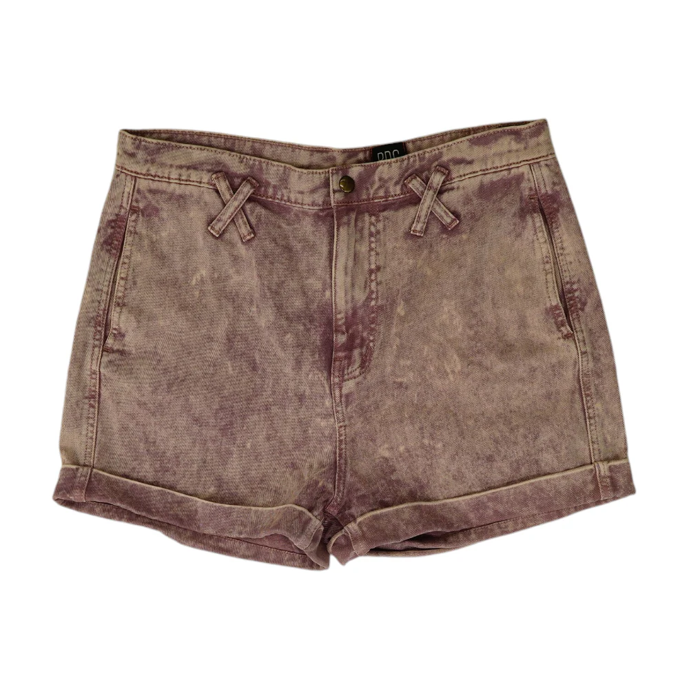 Purple Solid Denim Shorts