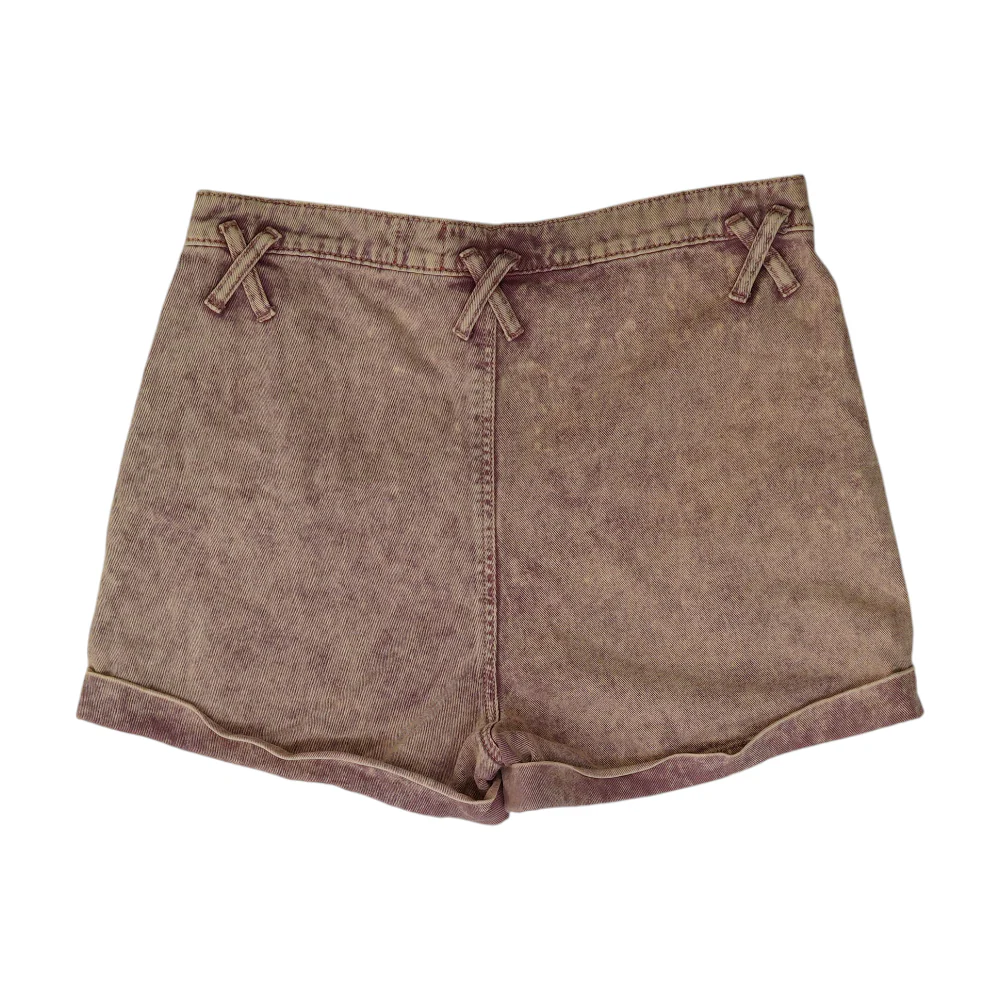 Purple Solid Denim Shorts - Image 2