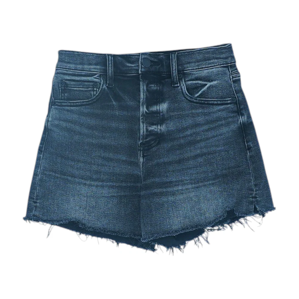 Black Solid Denim Shorts