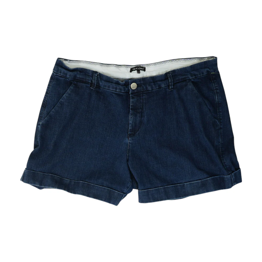 Blue Solid Denim Shorts