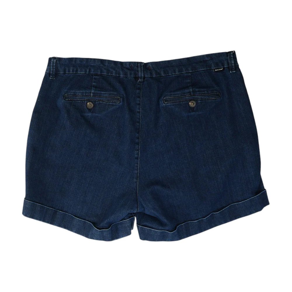 Blue Solid Denim Shorts - Image 2