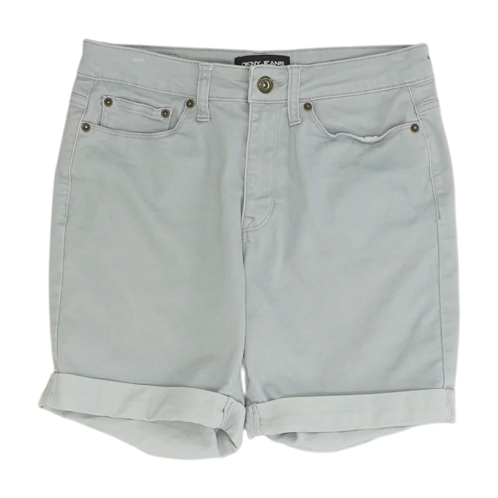 Gray Solid Denim Shorts