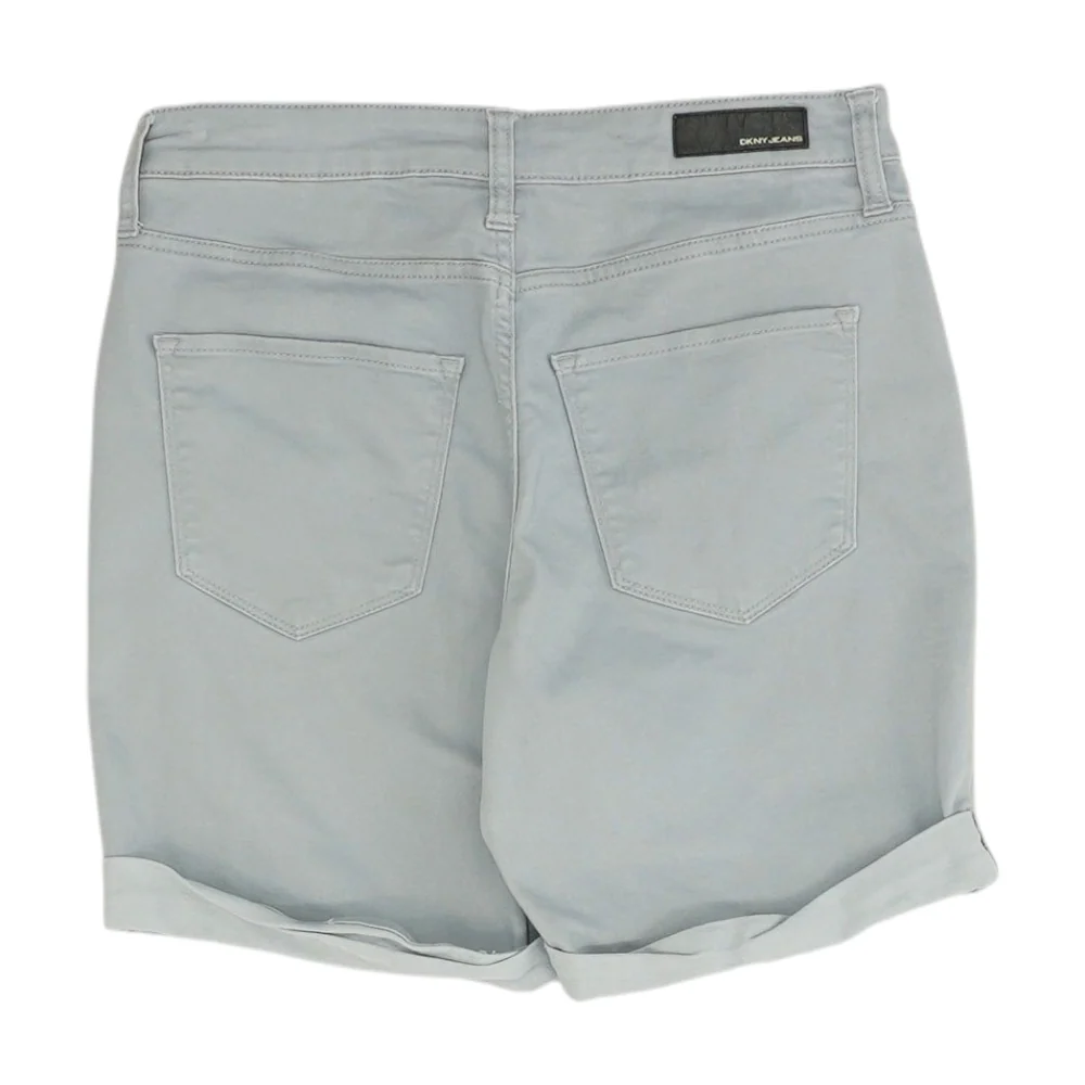 Gray Solid Denim Shorts - Image 2