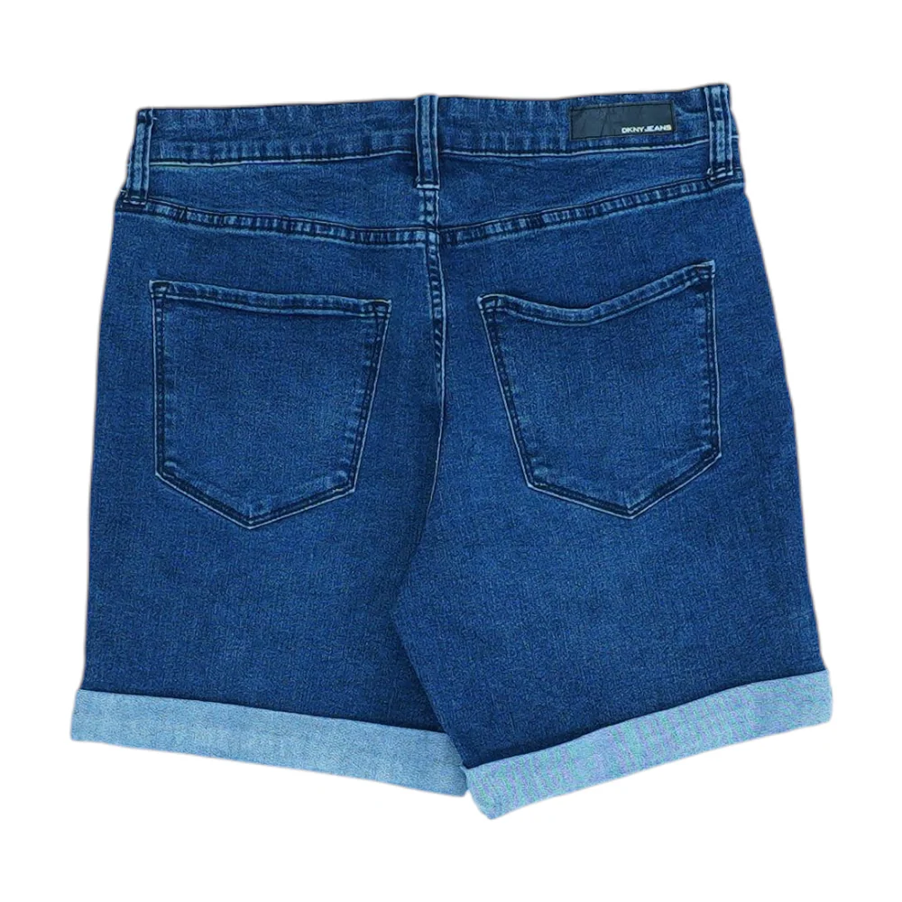 Blue Solid Denim Shorts - Image 2