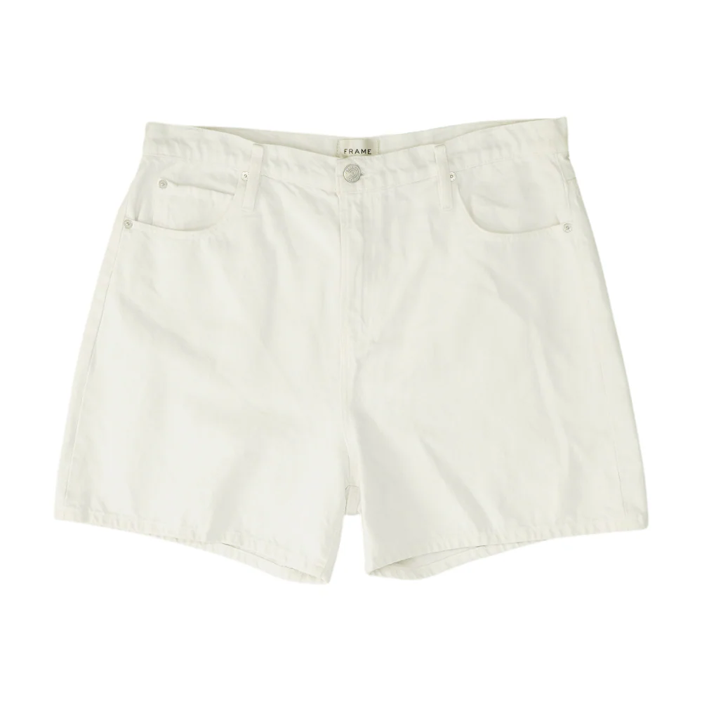 White Solid Denim Shorts