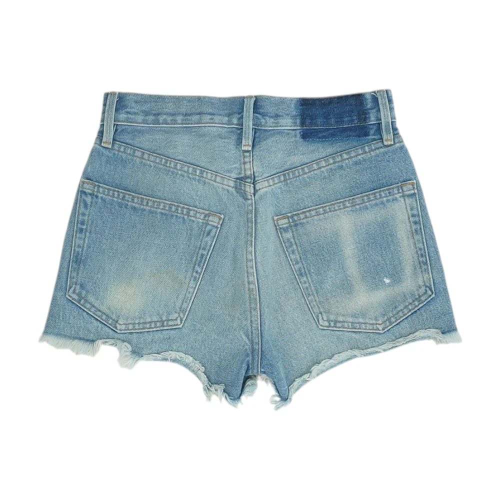 Blue Solid Denim Shorts - Image 2