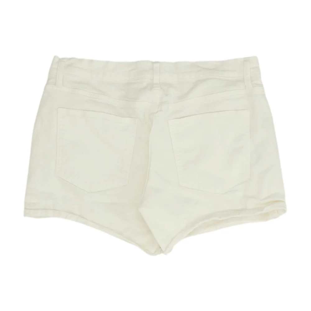 White Solid Denim Shorts - Image 2