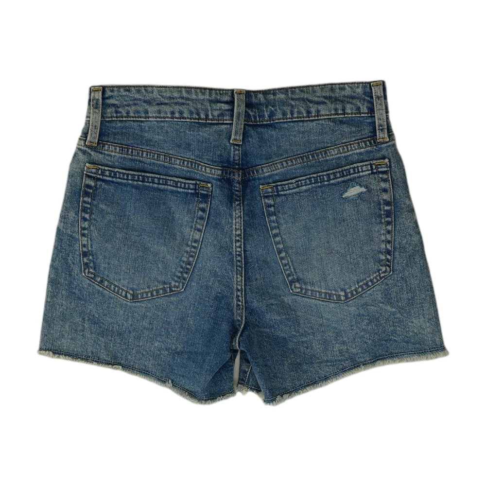 Blue Solid Denim Shorts - Image 2