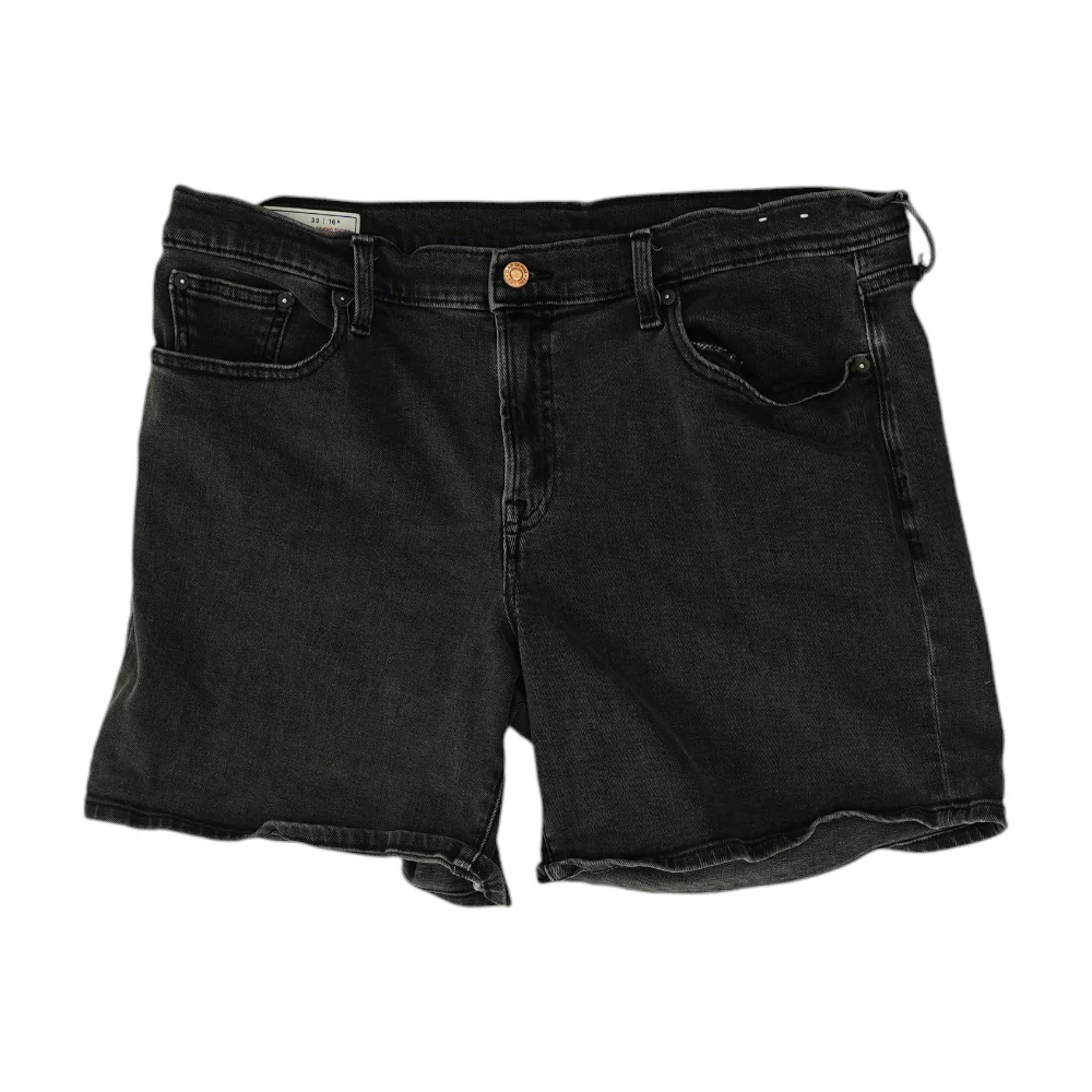 Black Solid Denim Shorts