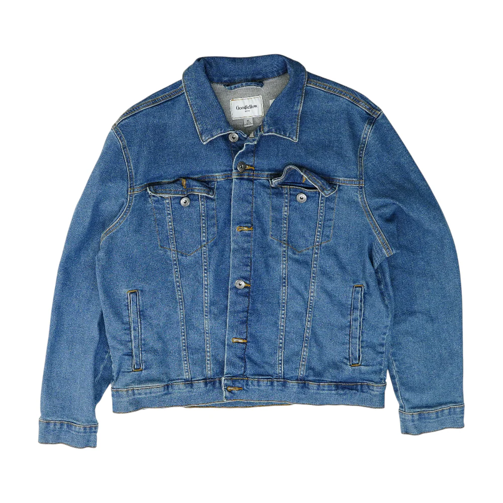 Blue Solid Denim Jacket