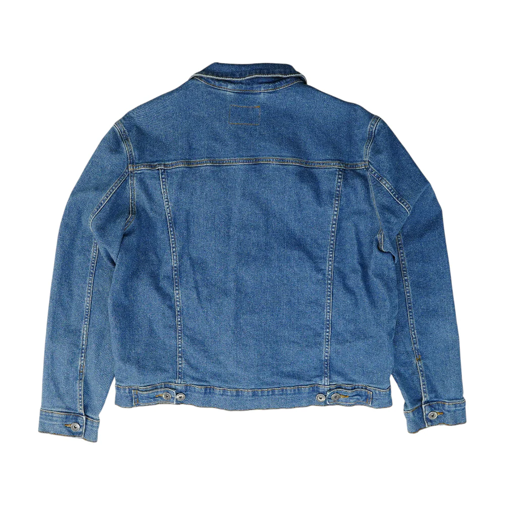 Blue Solid Denim Jacket - Image 2
