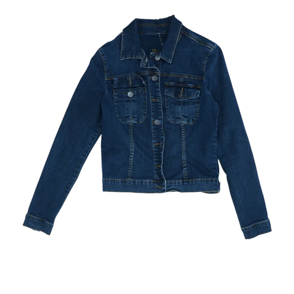 Blue Solid Denim Jacket