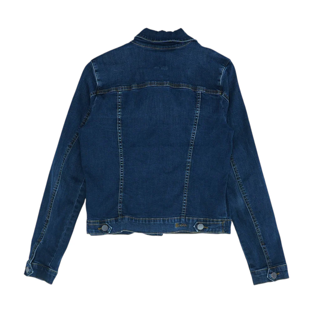 Blue Solid Denim Jacket - Image 2