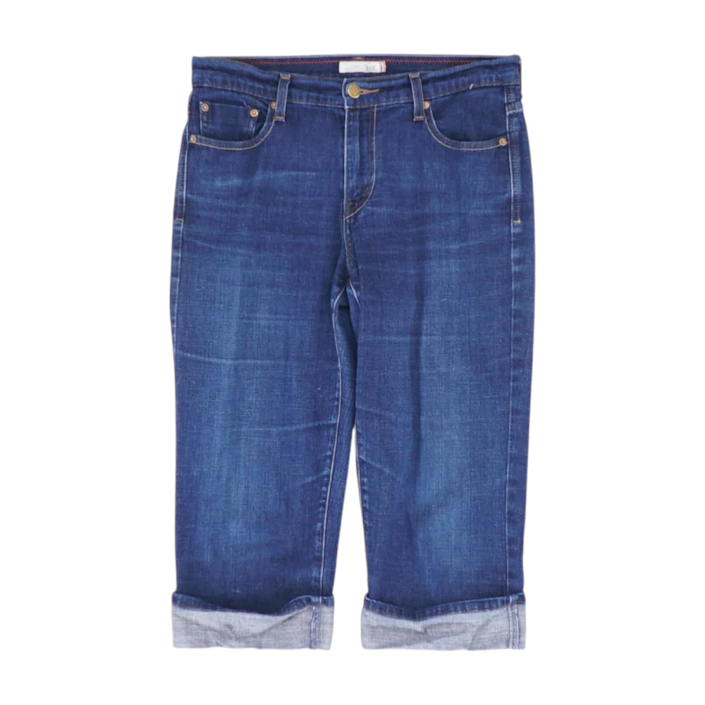 Navy Solid Denim Capris