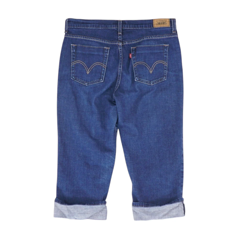 Navy Solid Denim Capris - Image 2