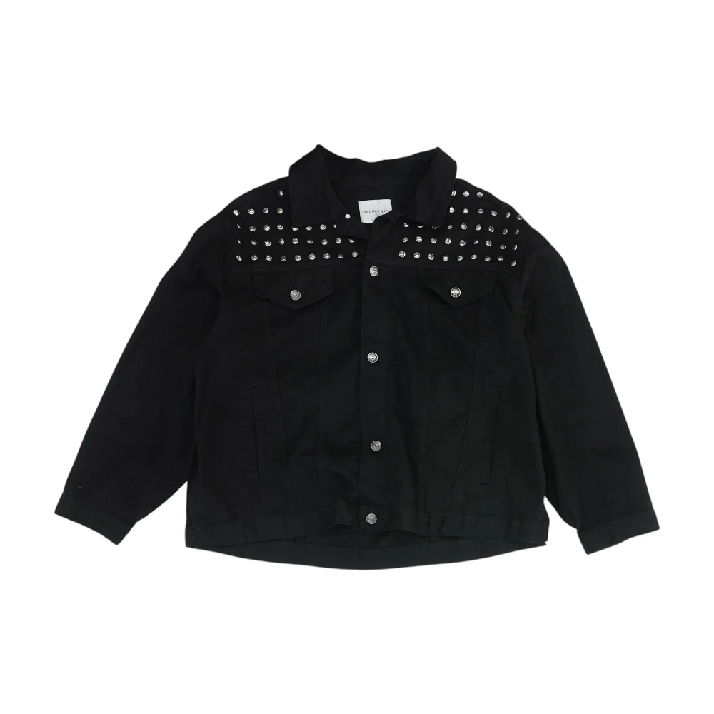 Black Solid Denim Jacket