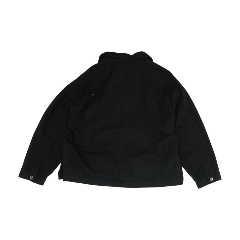Black Solid Denim Jacket - Image 2