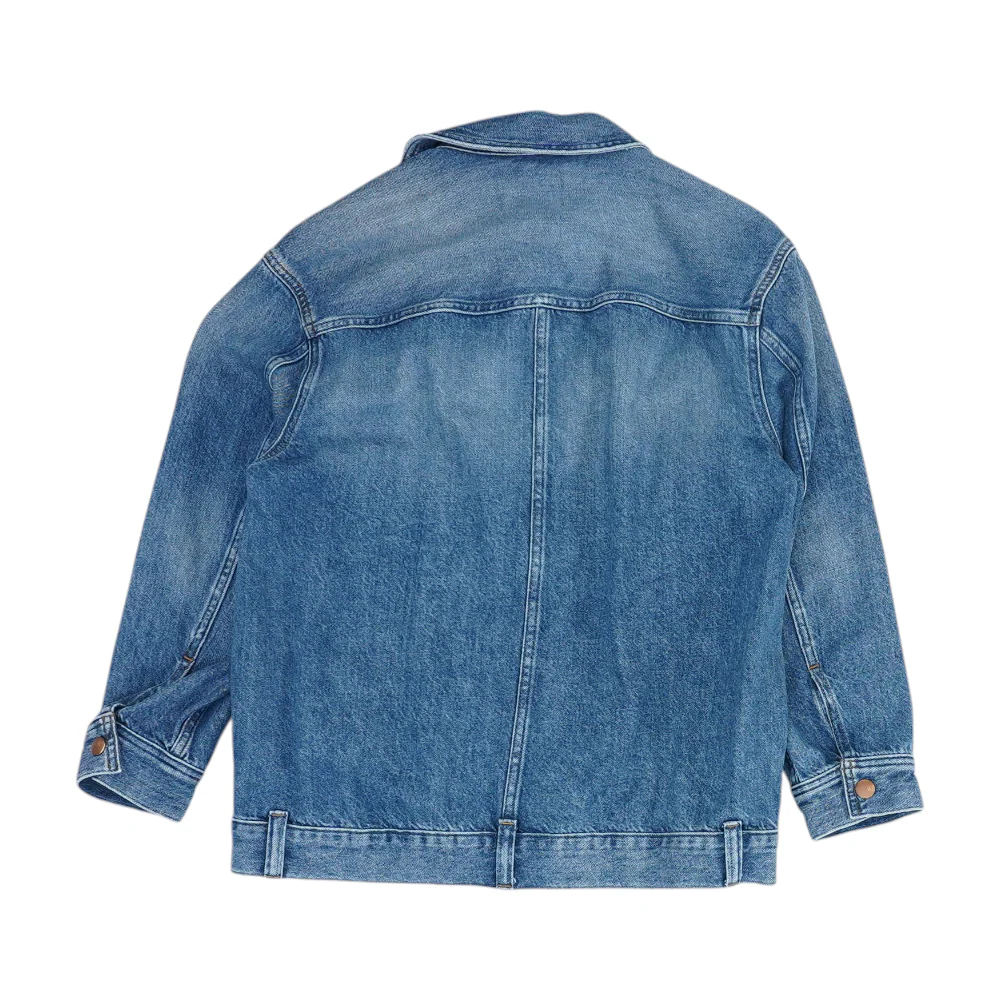 Blue Solid Denim Jacket - Image 2
