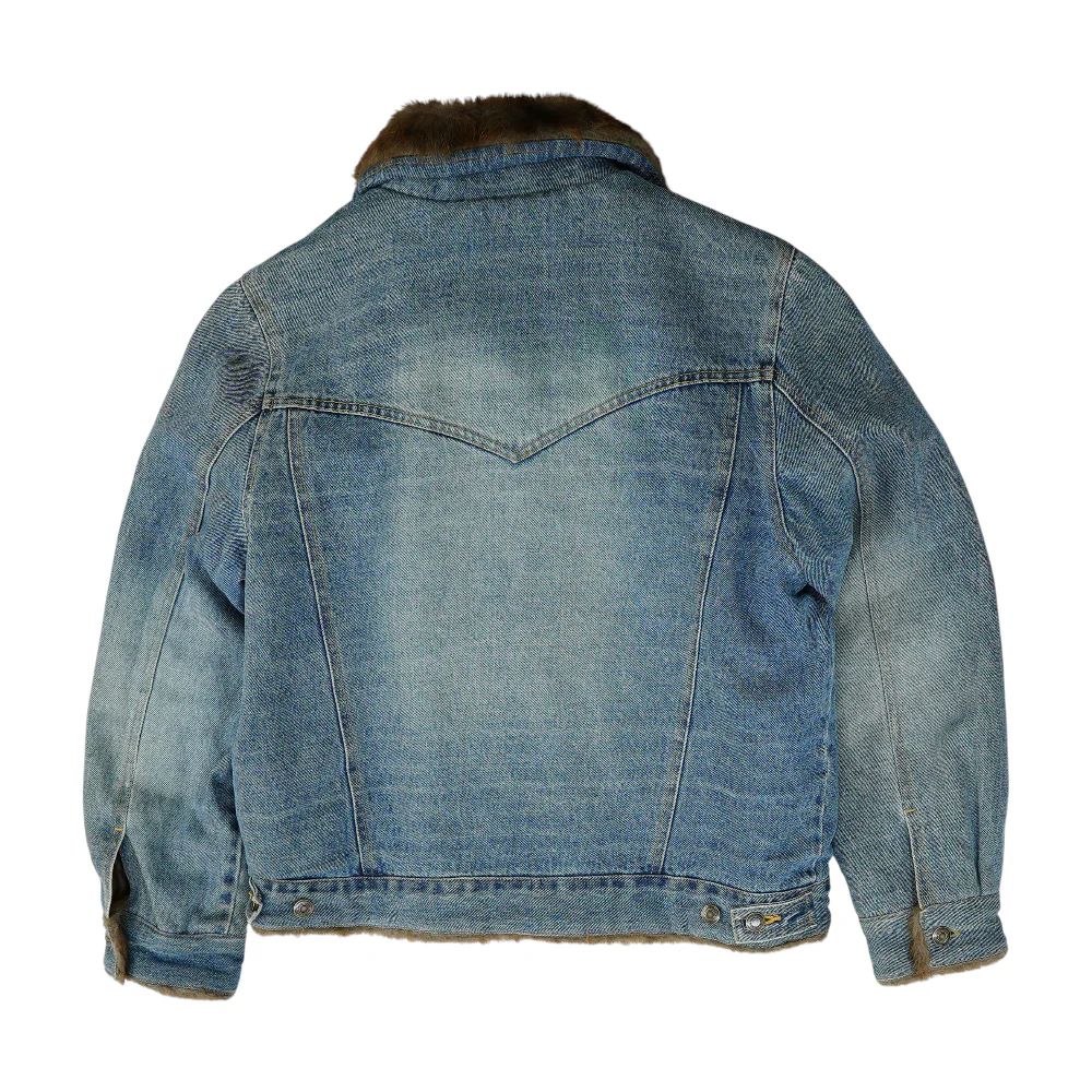 Blue Solid Denim Jacket - Image 2