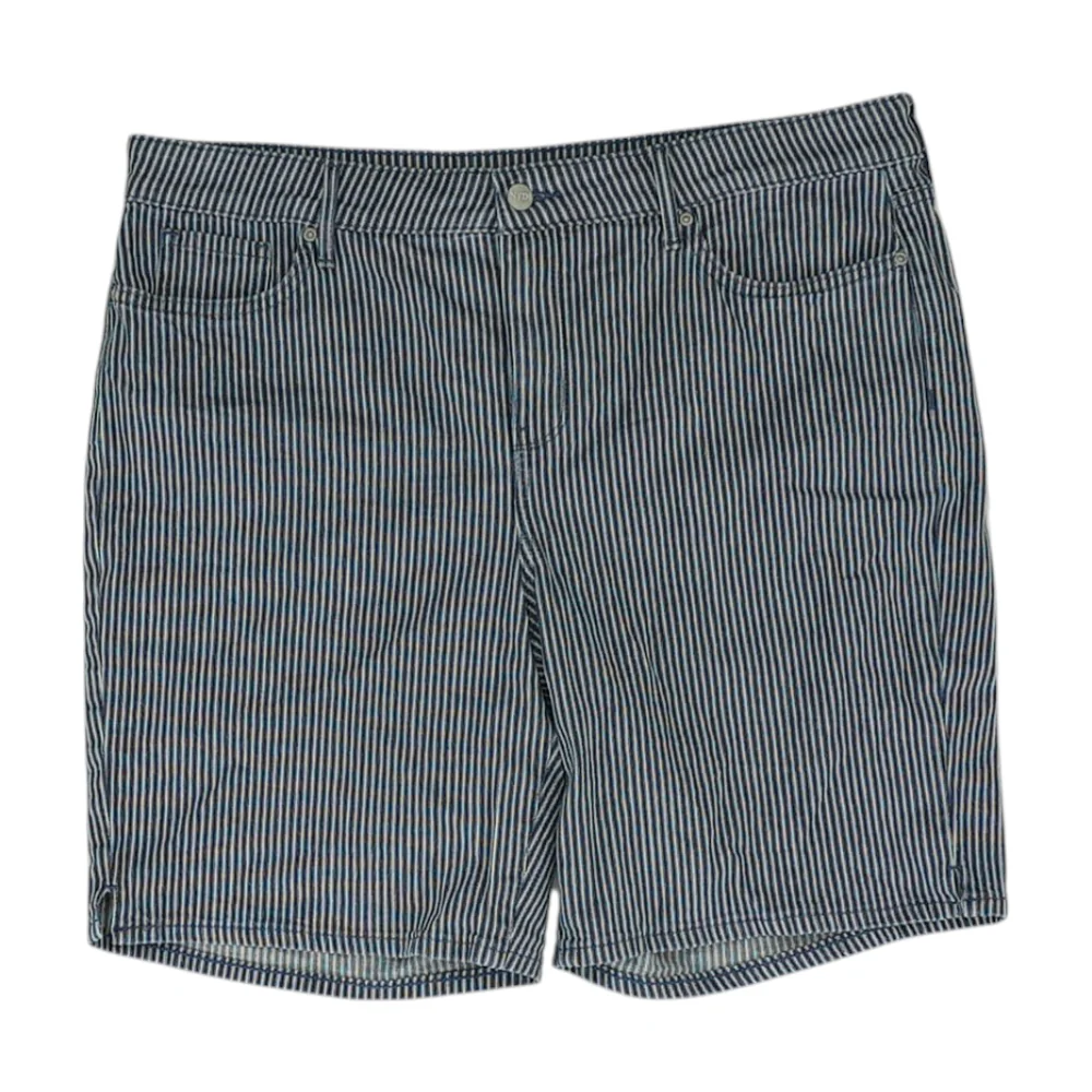 Navy Striped Denim Shorts