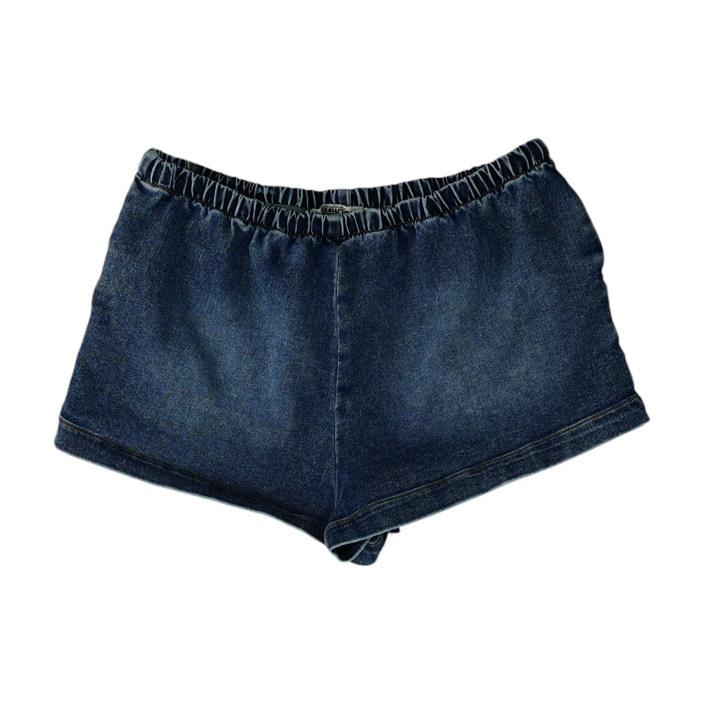 Blue Solid Denim Shorts - Image 2