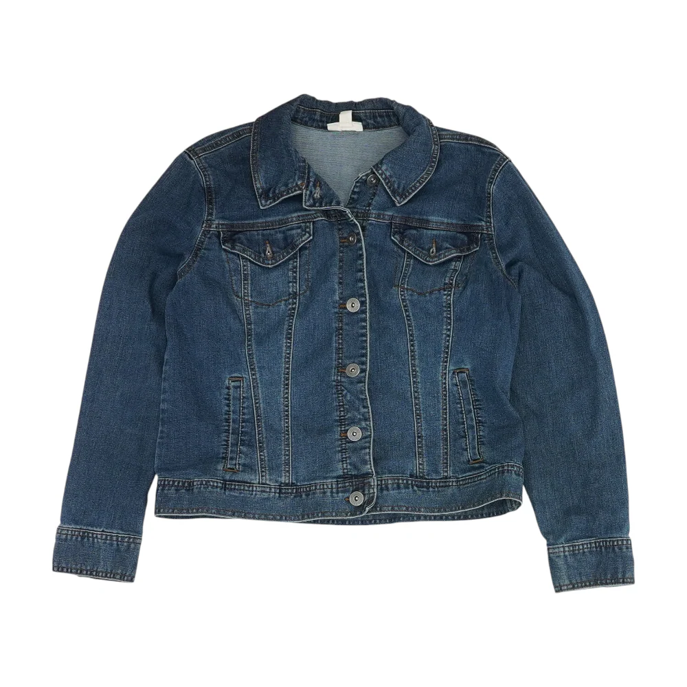 Blue Solid Denim Jacket
