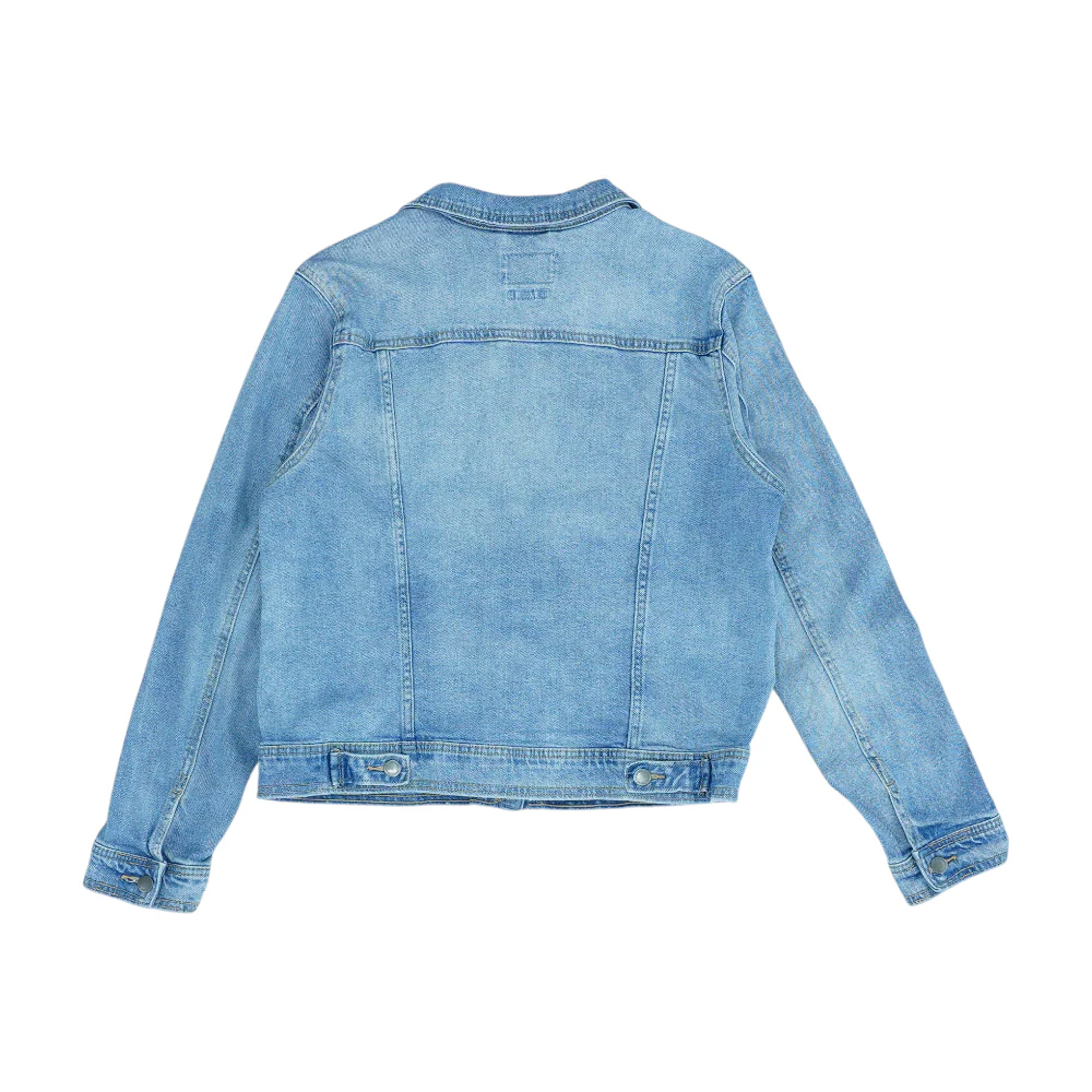 Blue Solid Denim Jacket - Image 2