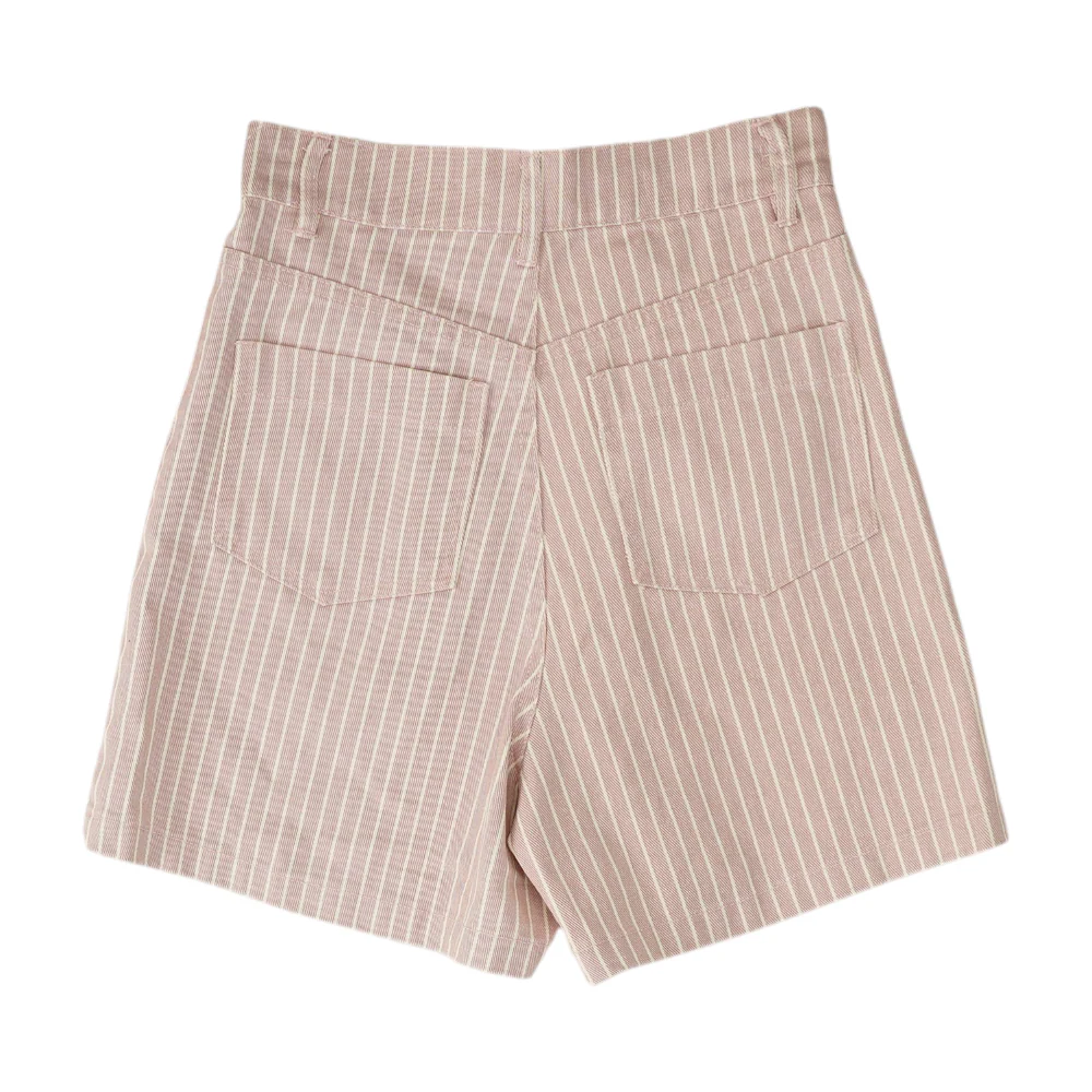 Pink Striped Denim Shorts - Image 2