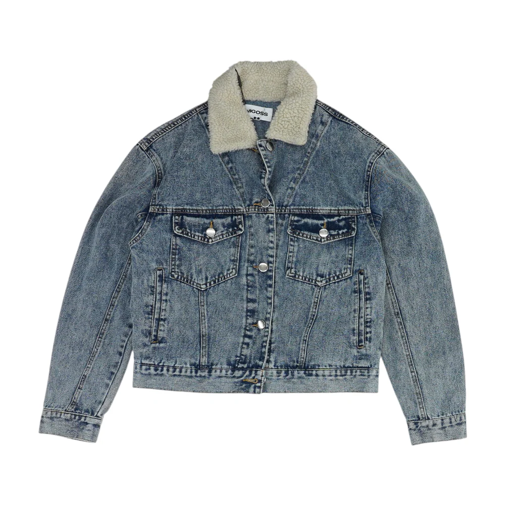 Blue Solid Denim Jacket