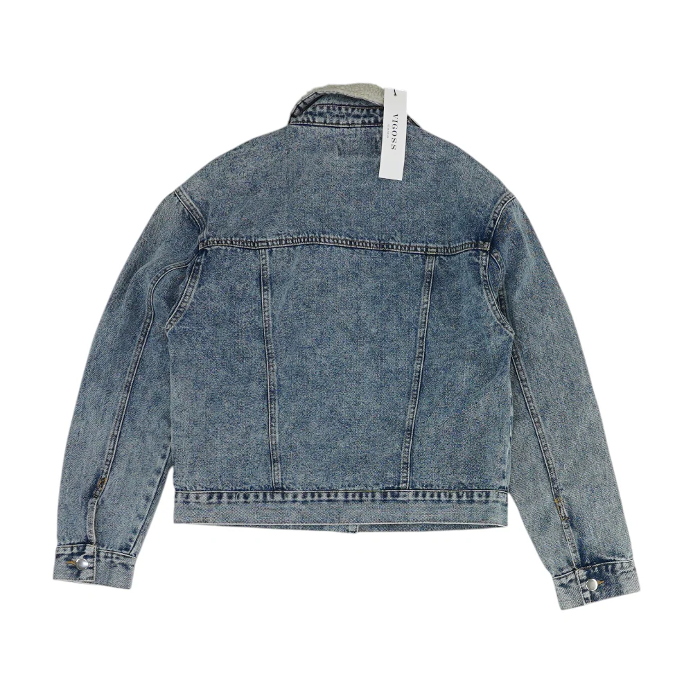 Blue Solid Denim Jacket - Image 2