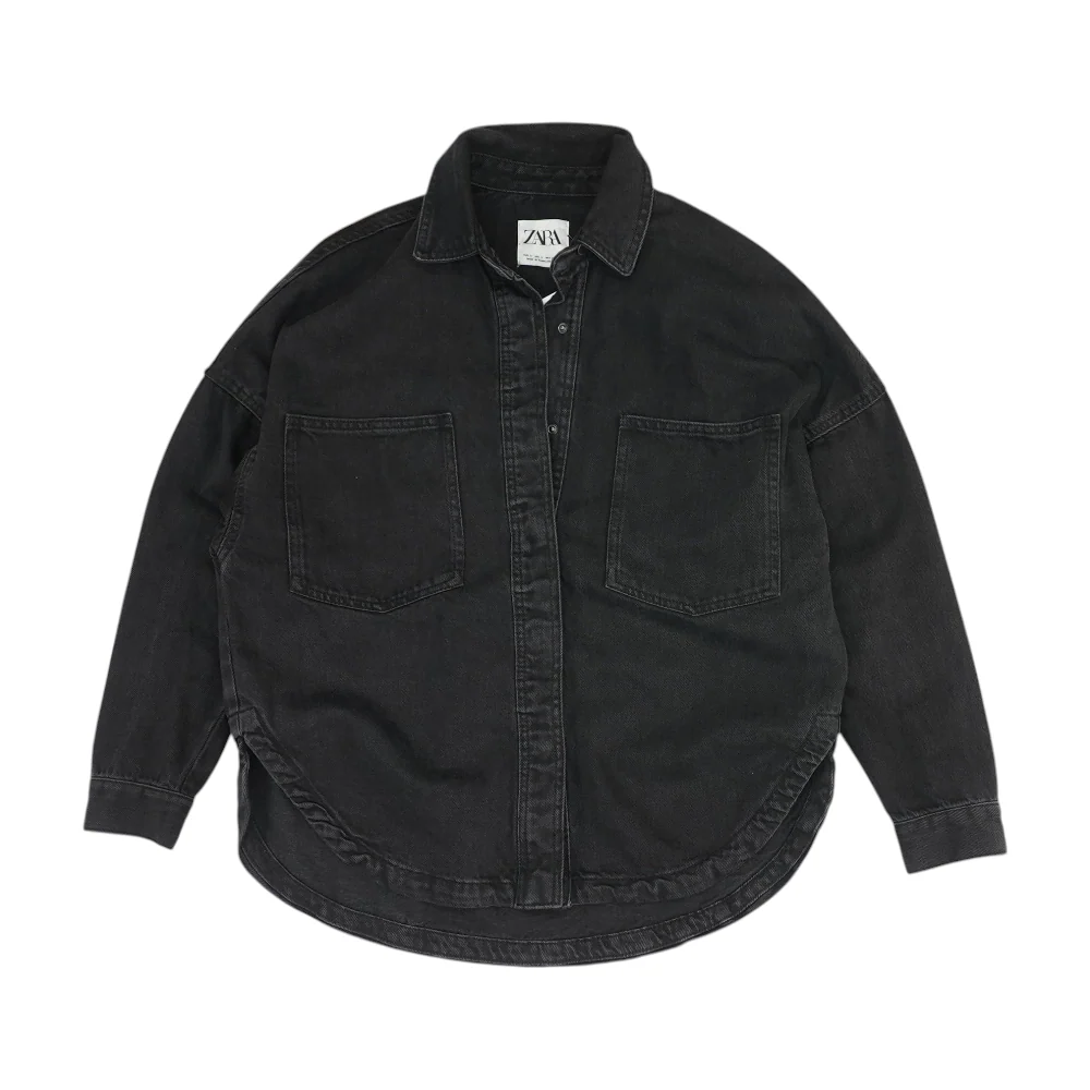 Black Solid Denim Jacket