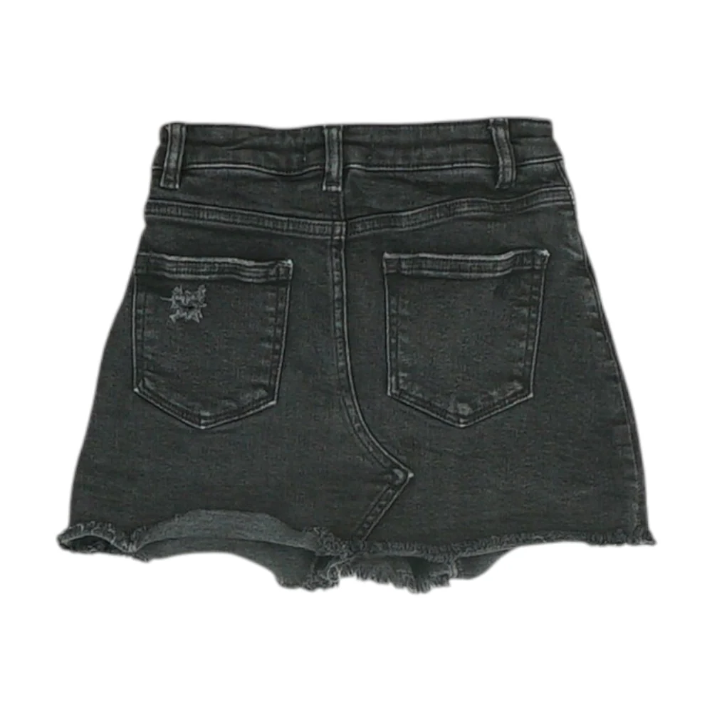 Black Solid Denim Shorts - Image 2