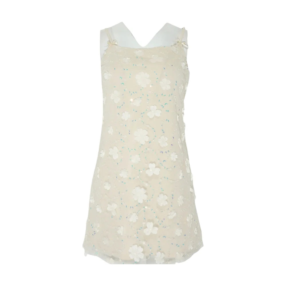 Beige Floral Mini Dress
