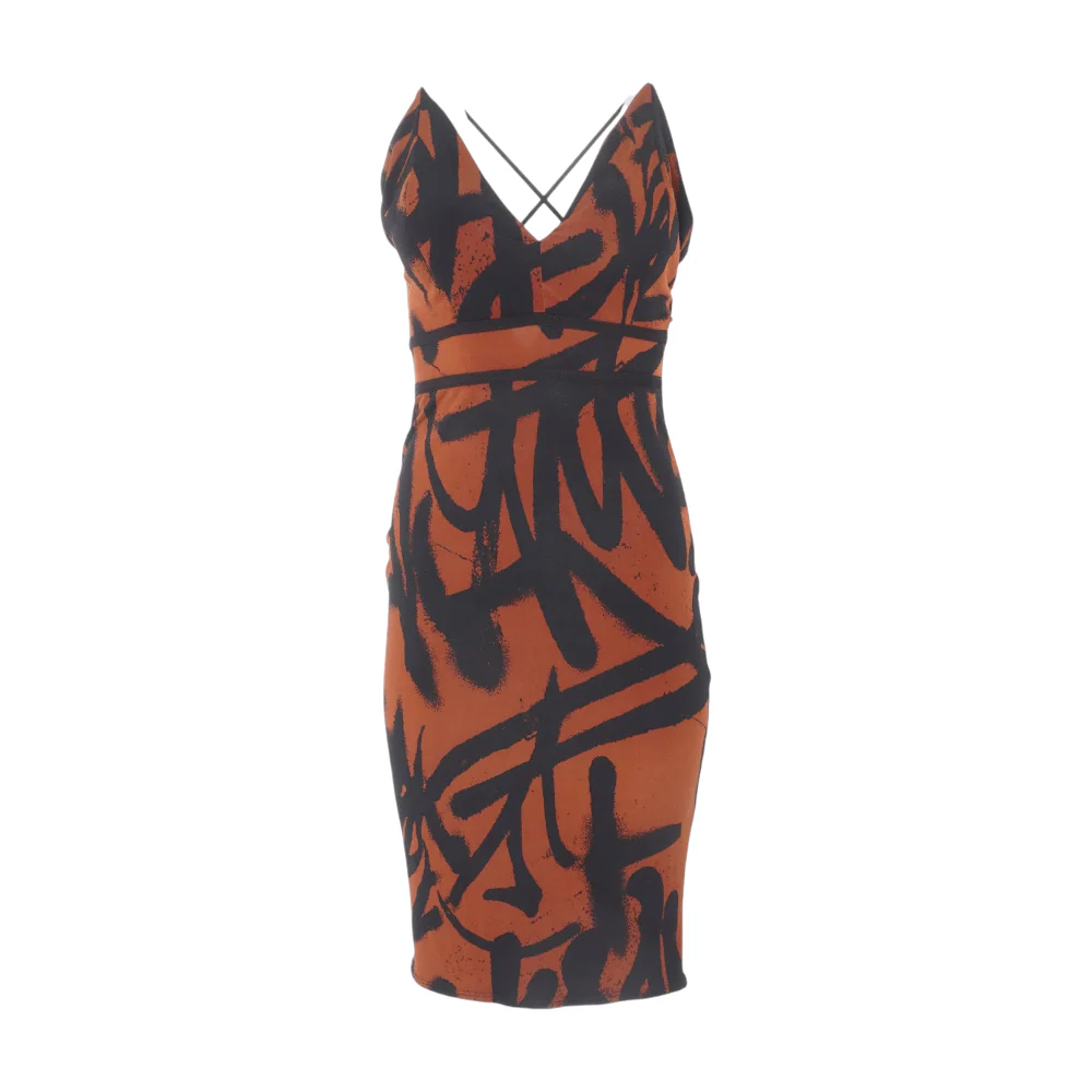 Black Abstract Midi Dress