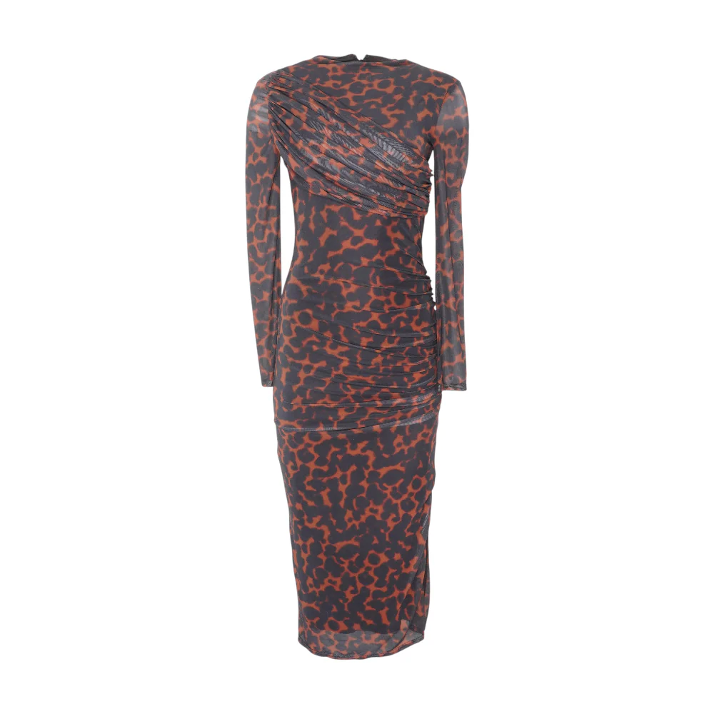 Brown Abstract Maxi Dress