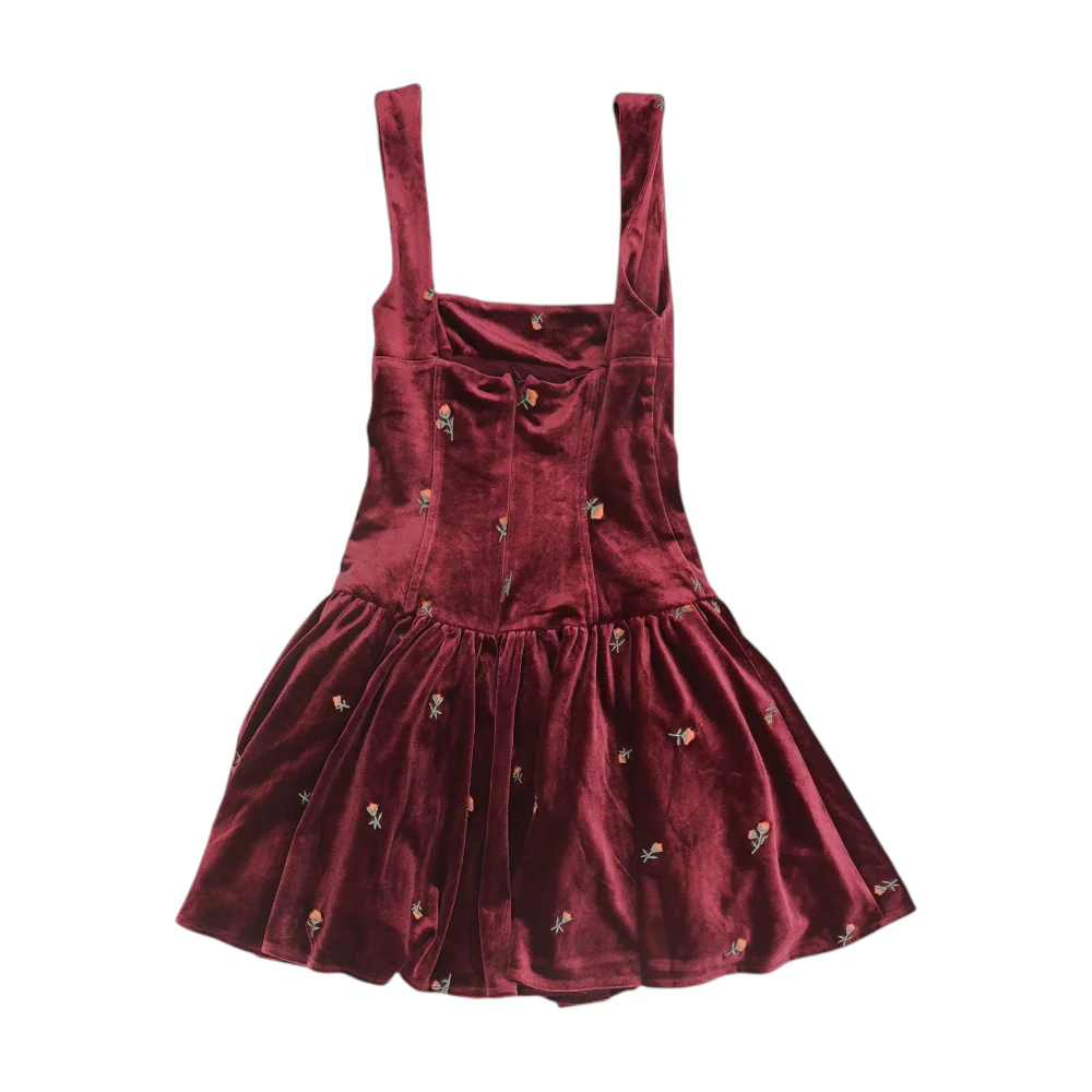 Maroon Floral Mini Dress - Image 2