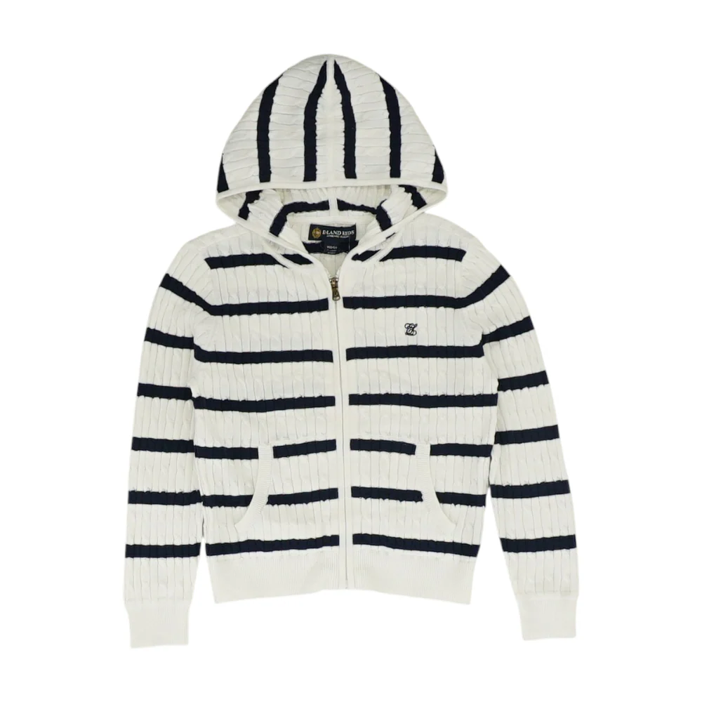 White Striped Cardigan Sweater