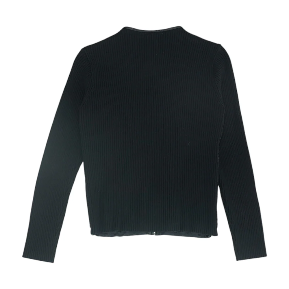 Black Solid Leather Jacket - Image 2