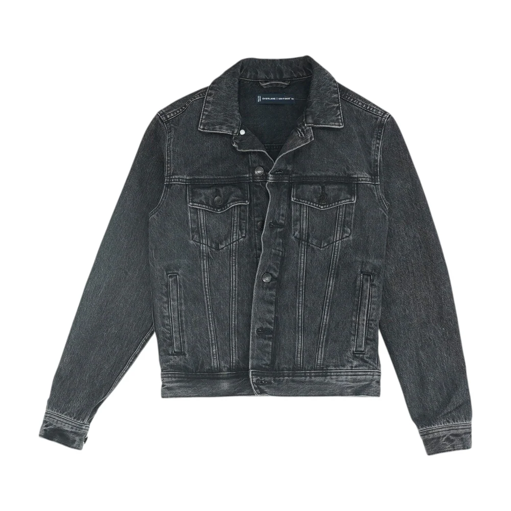 Black Solid Denim Jacket