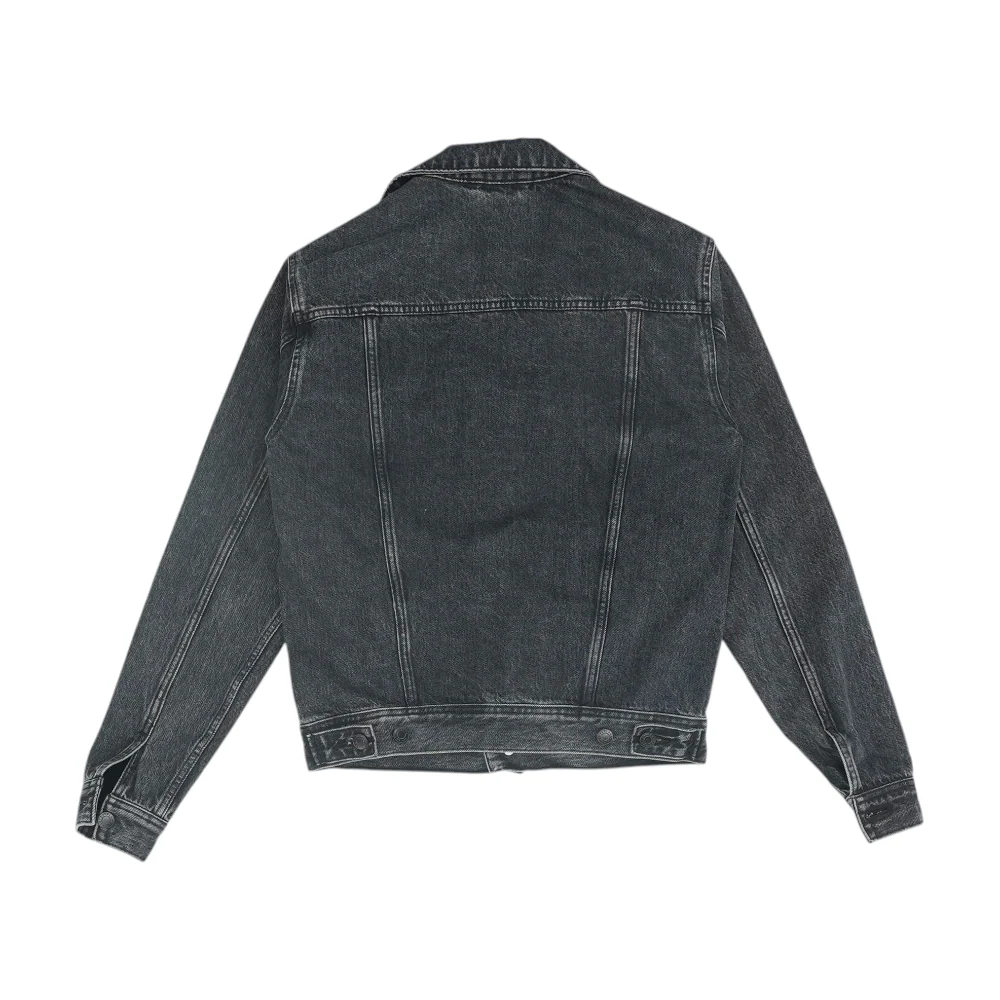 Black Solid Denim Jacket - Image 2