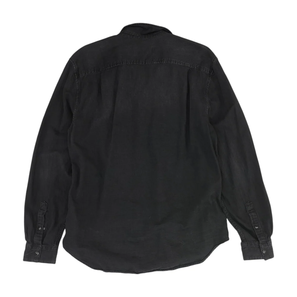 Black Solid Flannel Button Down - Image 2