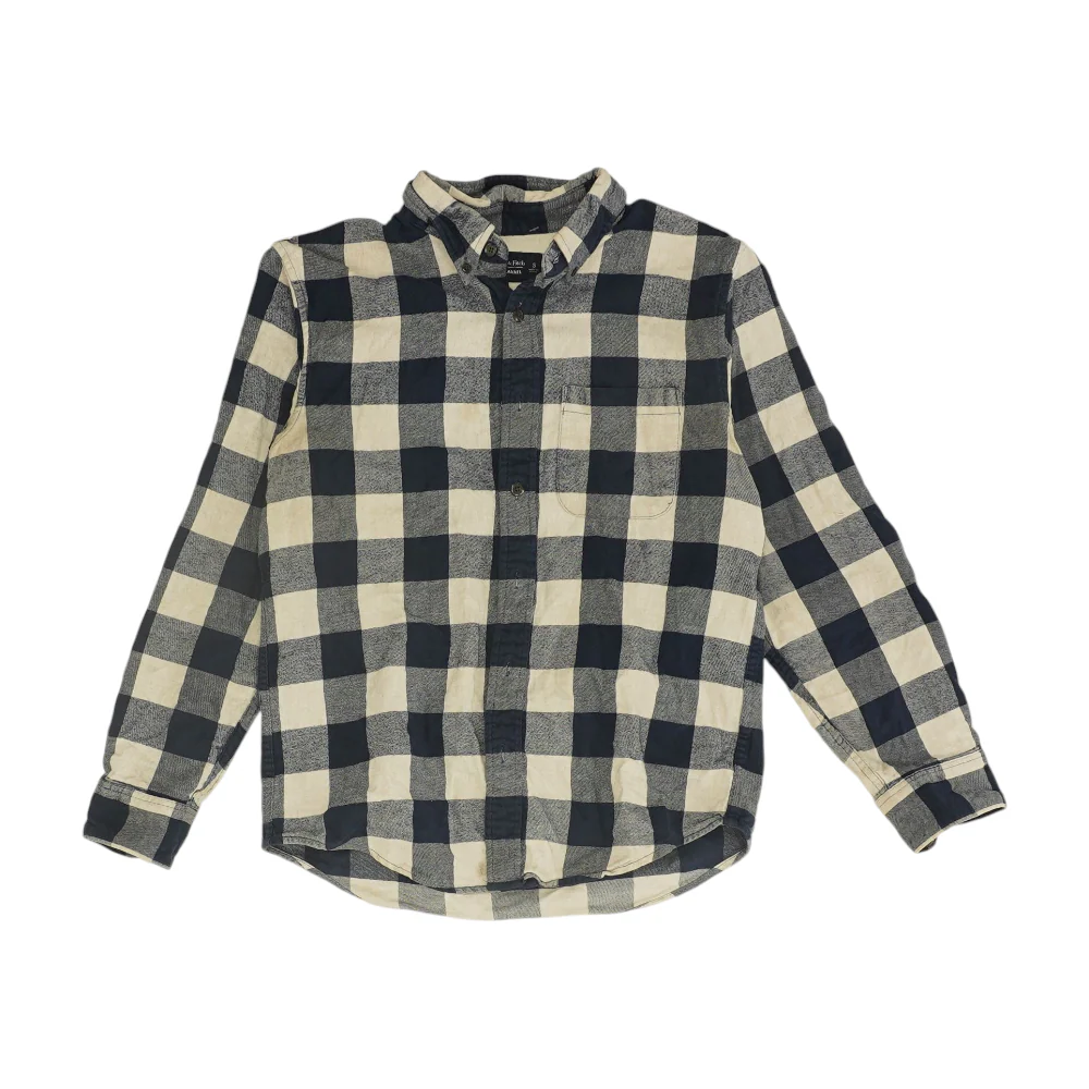Navy Check Flannel Button Down