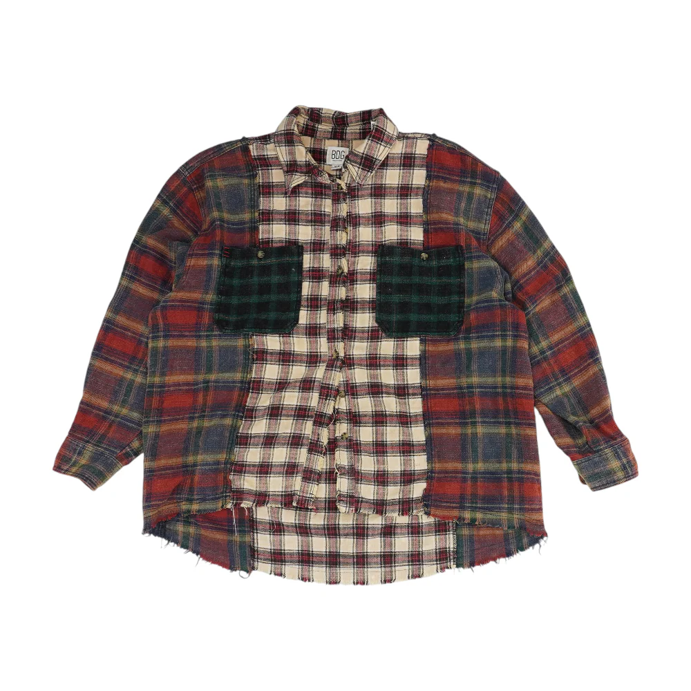 Beige Plaid Flannel Button Down
